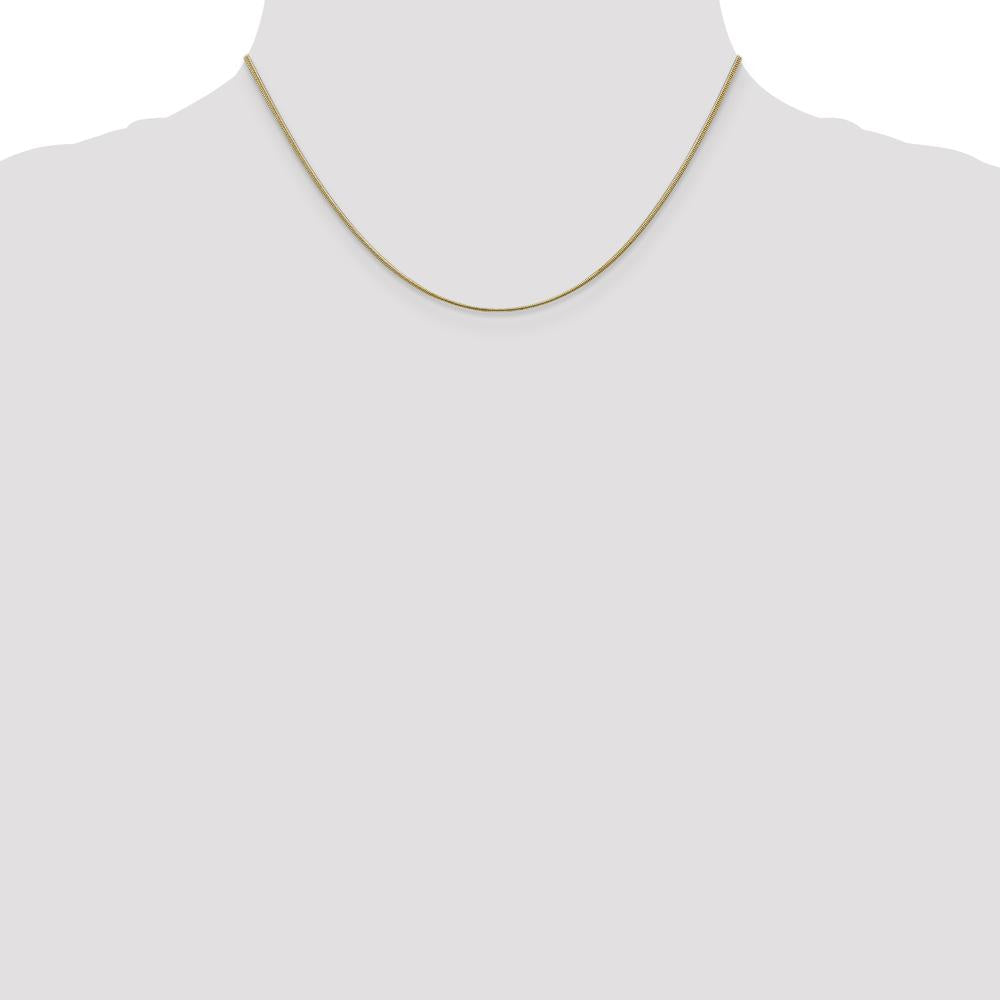 10K Yellow Gold 16" Round Snake Chain Necklace - 1.1mm Width