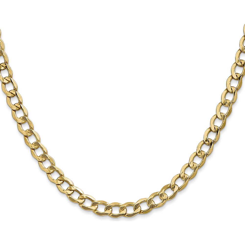 10K Yellow Gold 16" Semi-Solid Curb Link Chain Necklace - 5.25mm Width