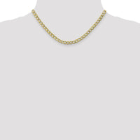 10K Yellow Gold 16" Semi-Solid Curb Link Chain Necklace - 5.25mm Width