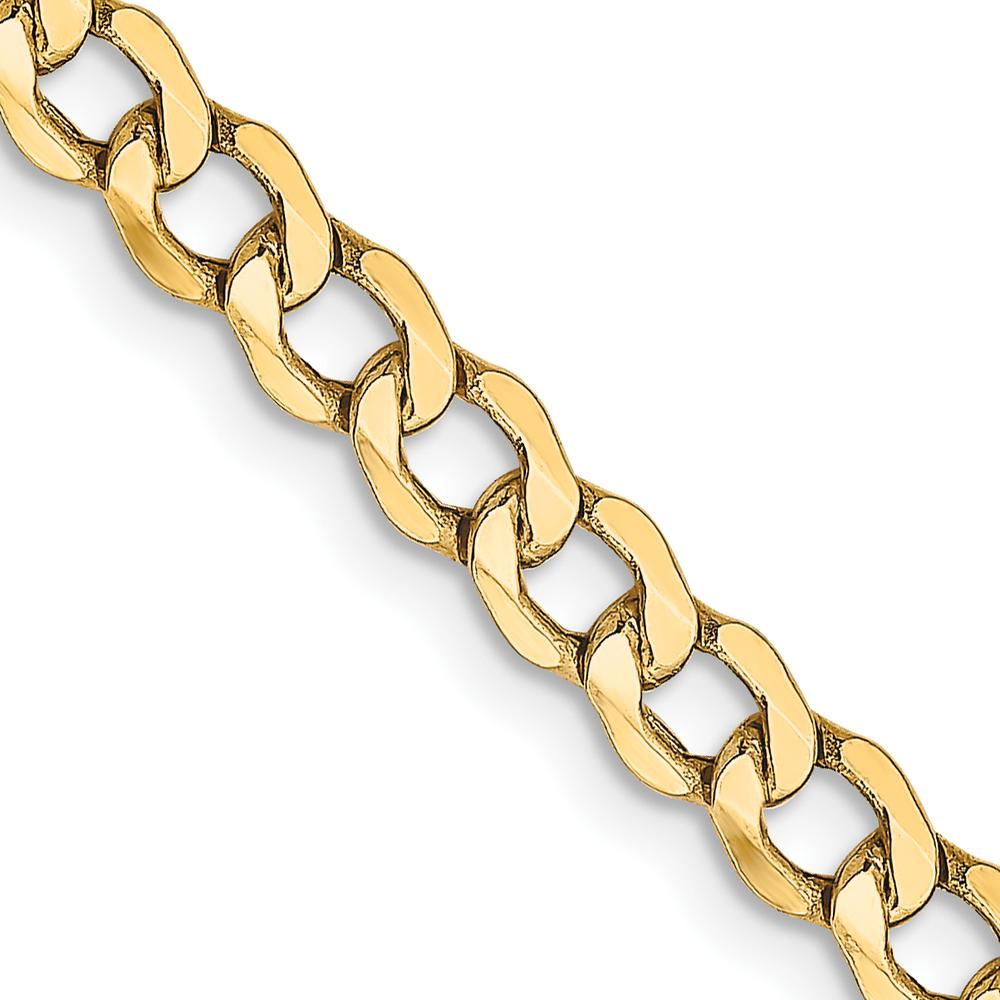 10K Yellow Gold 16" Semi-Solid Curb Link Necklace - 4.3mm Width