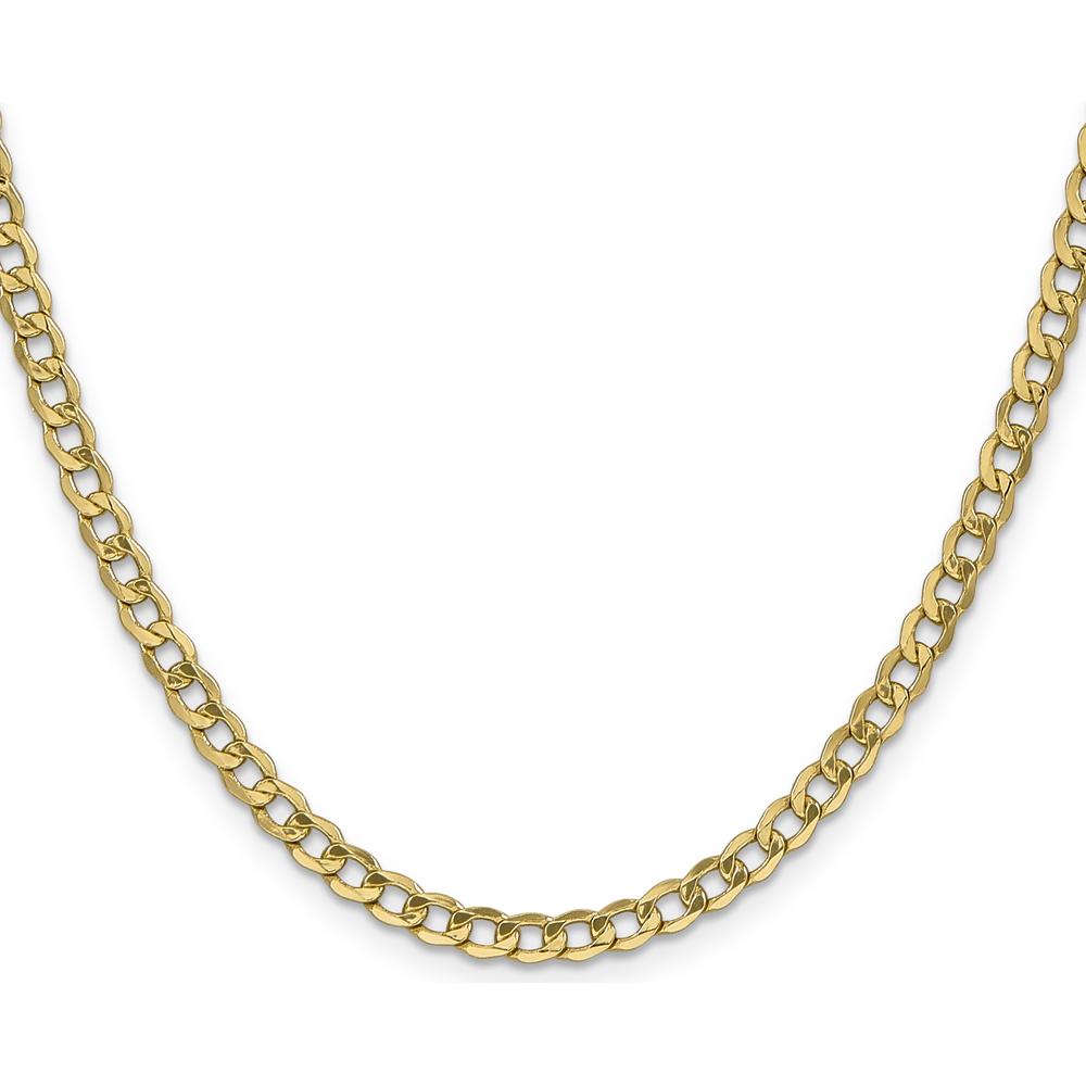 10K Yellow Gold 16" Semi-Solid Curb Link Necklace - 4.3mm Width