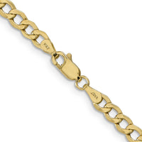 10K Yellow Gold 16" Semi-Solid Curb Link Necklace - 4.3mm Width