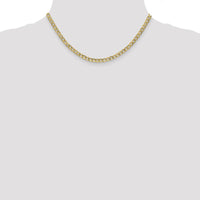 10K Yellow Gold 16" Semi-Solid Curb Link Necklace - 4.3mm Width
