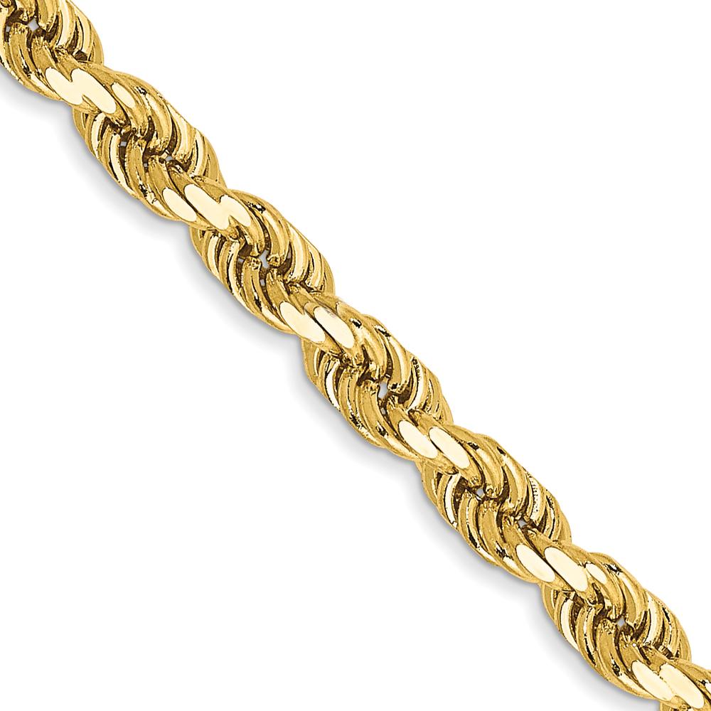 10K Yellow Gold 16" Semi-Solid Diamond-Cut Rope Chain - 3.5mm Width