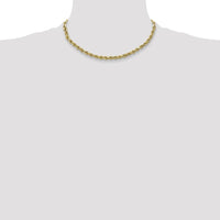 10K Yellow Gold 16" Semi-Solid Diamond-Cut Rope Chain - 3.5mm Width