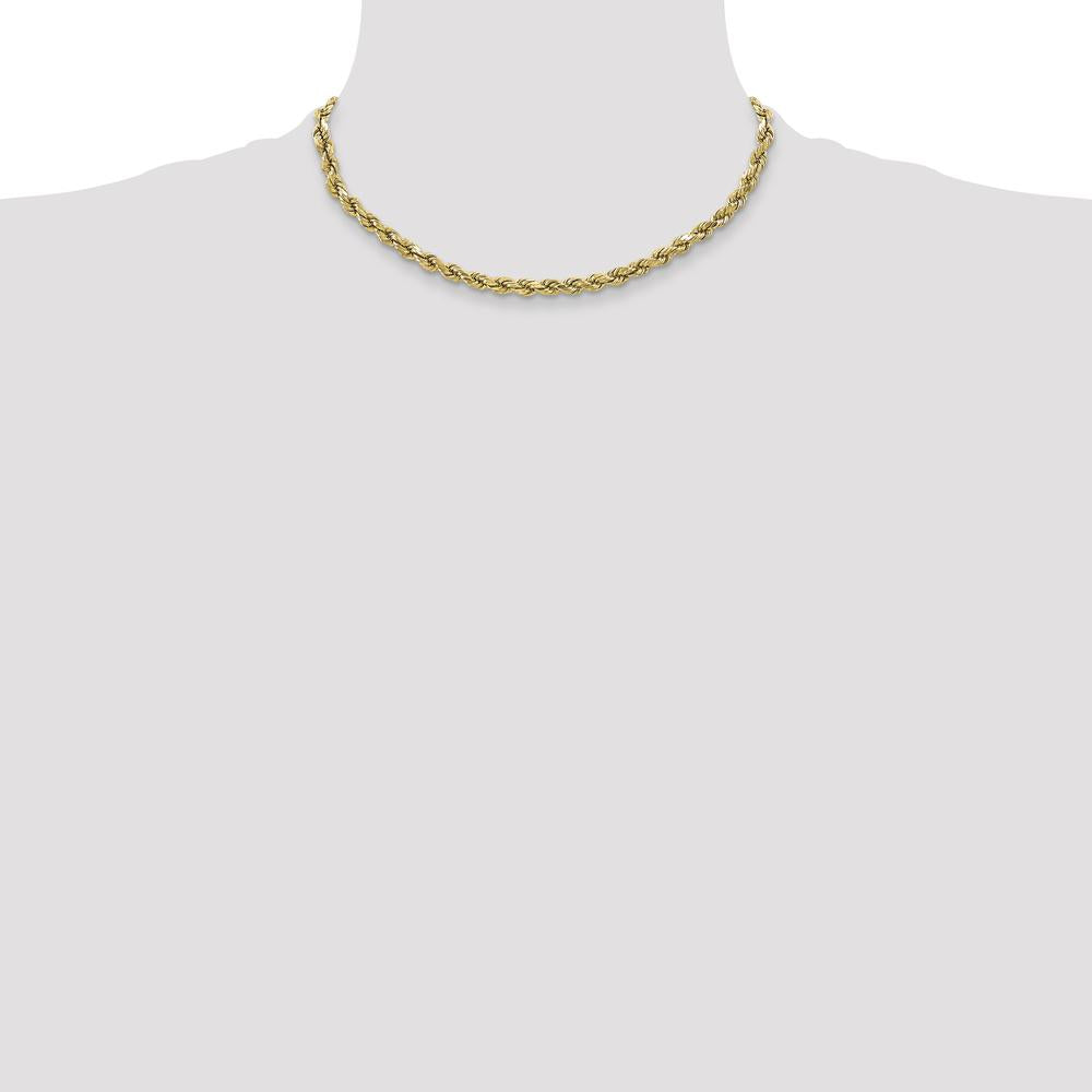 10K Yellow Gold 16" Semi-Solid Diamond-Cut Rope Chain - 3.5mm Width