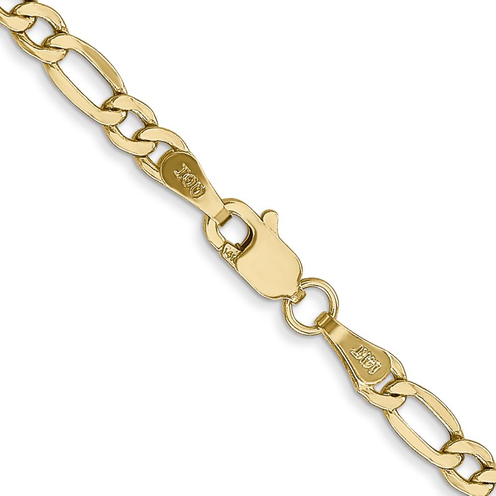 10K Yellow Gold 16" Semi-Solid Figaro Chain - 3.5mm Width