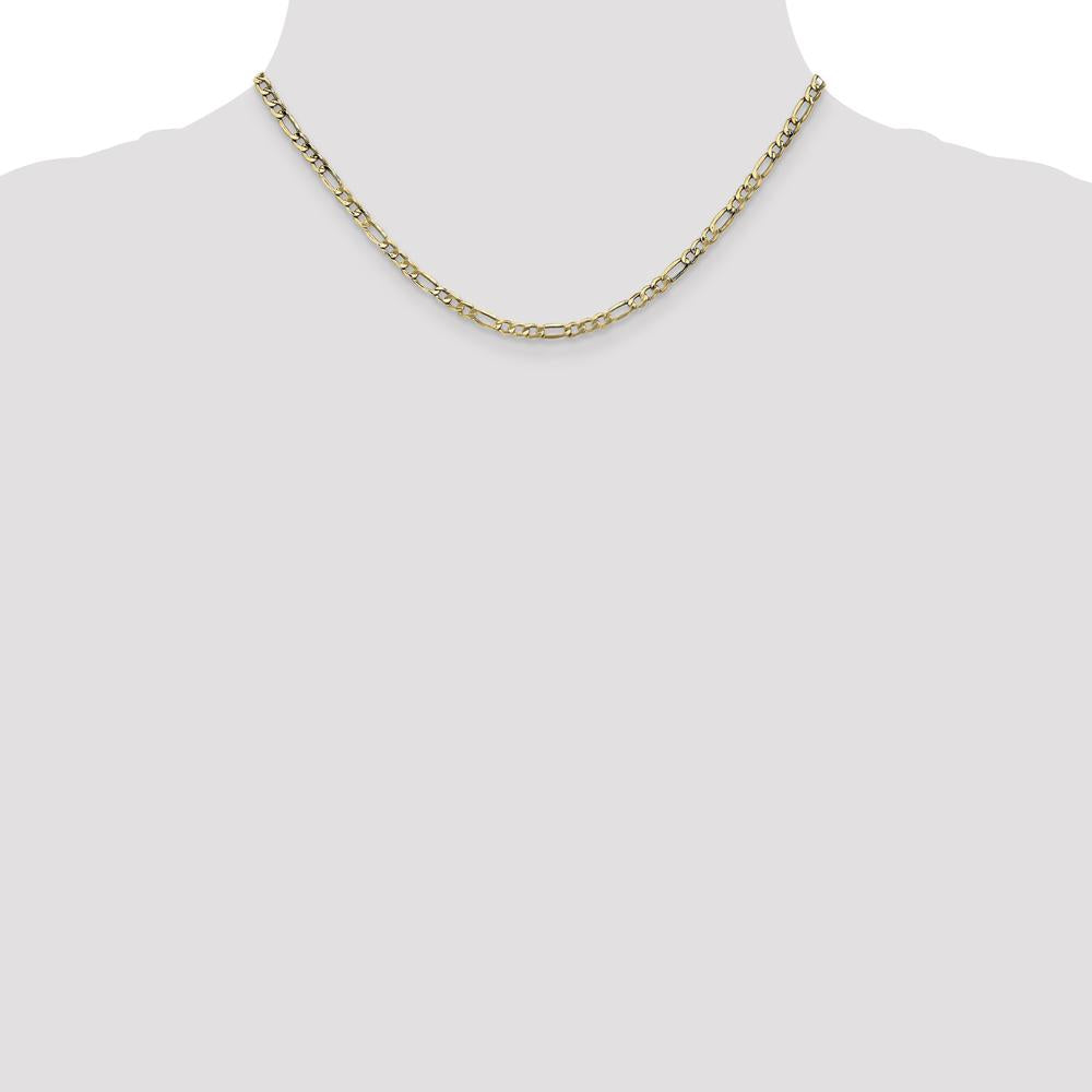 10K Yellow Gold 16" Semi-Solid Figaro Chain - 3.5mm Width