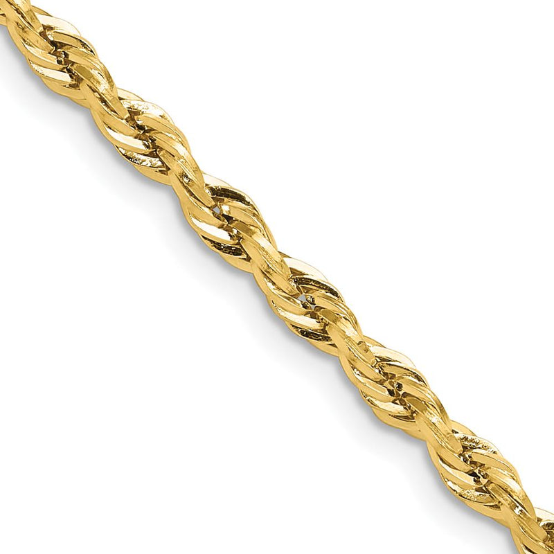 10K Yellow Gold 16" Semi-Solid Rope Chain Necklace - 3.5mm Width