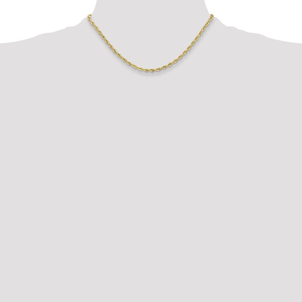 10K Yellow Gold 16" Semi-Solid Rope Chain Necklace - 3.5mm Width