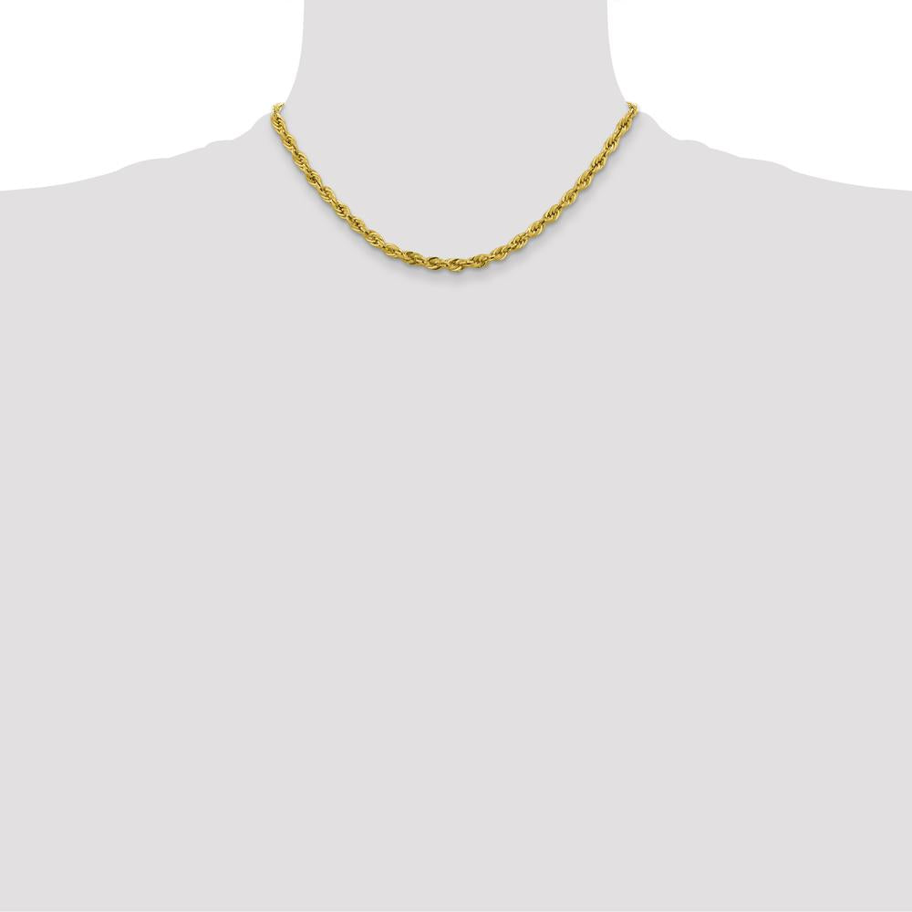 10K Yellow Gold 16" Semi-Solid Rope Chain Necklace - 4.25mm Width