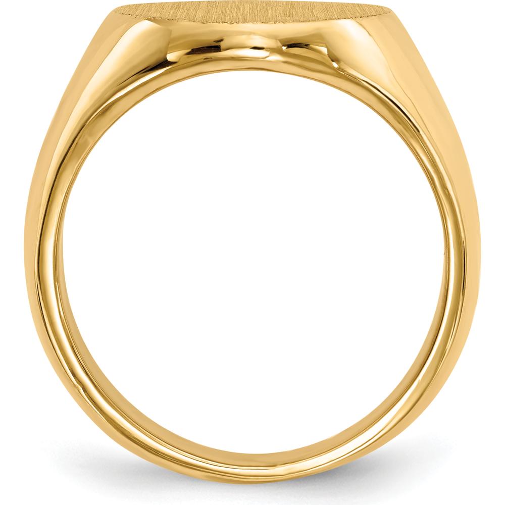 10K Yellow Gold 17.5x14.0mm Closed Back Men's Signet Ring with Polished & Brushed Finish