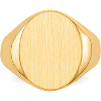 10K Yellow Gold 17.5x14.0mm Closed Back Men's Signet Ring with Polished & Brushed Finish