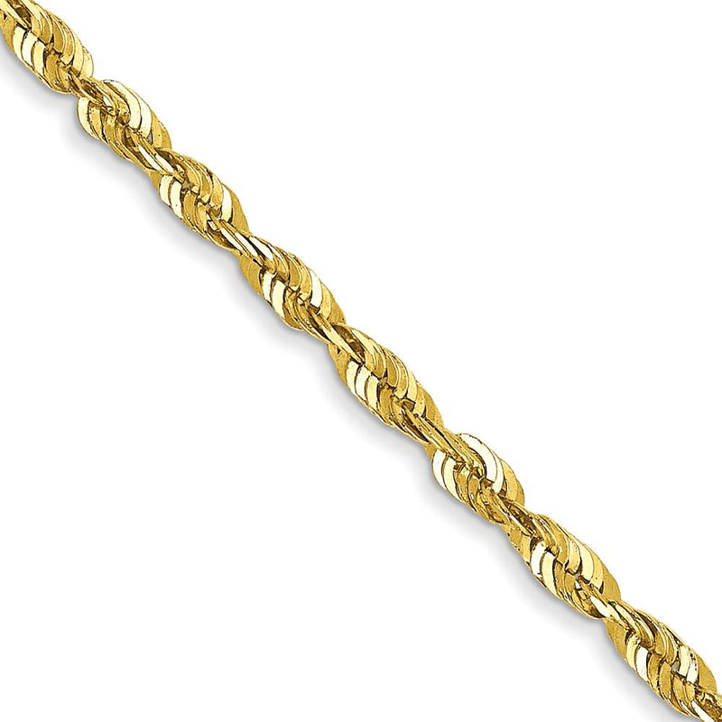 10K Yellow Gold 18" 1.8mm Extra-Light Diamond-Cut Rope Necklace