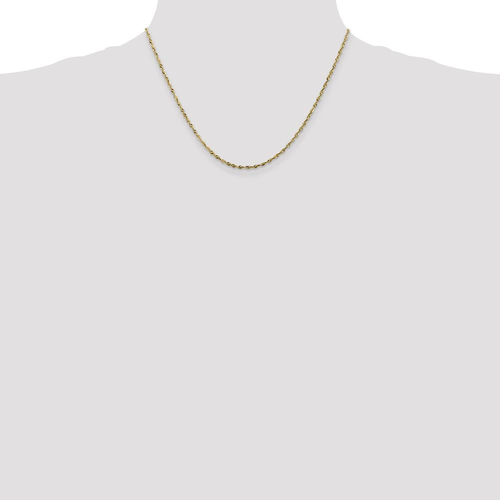 10K Yellow Gold 18" 1.8mm Extra-Light Diamond-Cut Rope Necklace