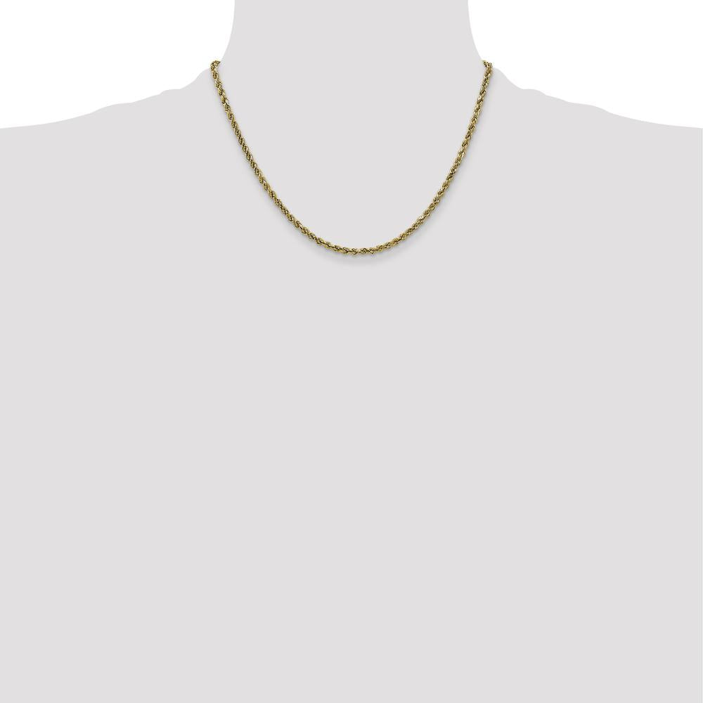 10K Yellow Gold 18" 2.25mm Diamond-Cut Rope Chain Necklace