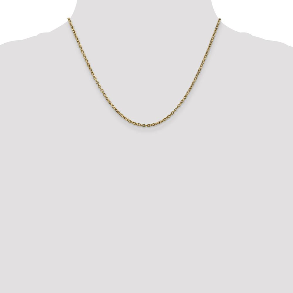10K Yellow Gold 18" 2.4mm Round Open Link Cable Chain