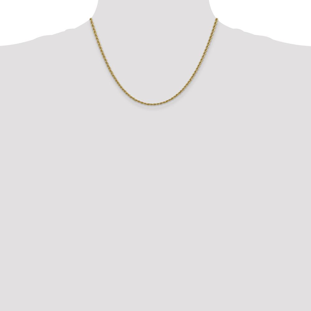 10K Yellow Gold 18" 2.5mm Regular Rope Chain Necklace with Lobster Clasp - Solid Handmade Design