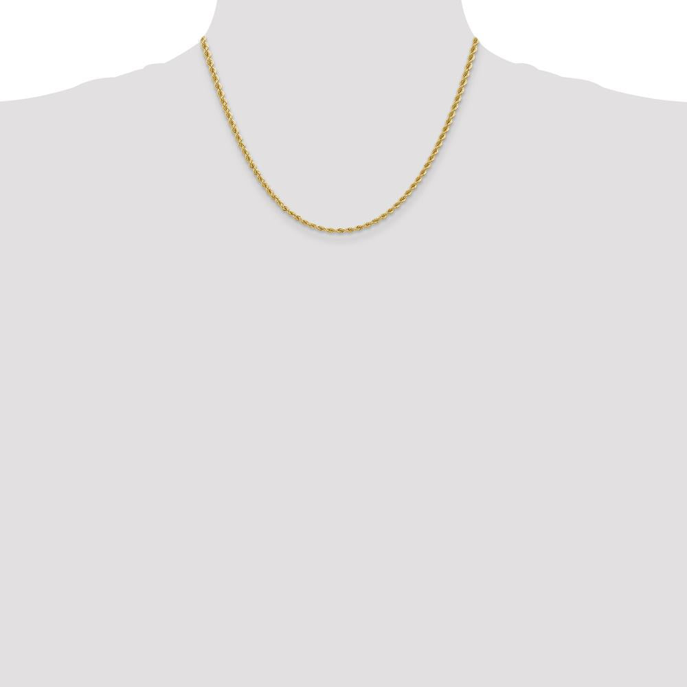 10K Yellow Gold 18" 2.75mm Rope Chain Necklace - Handcrafted Polished Finish