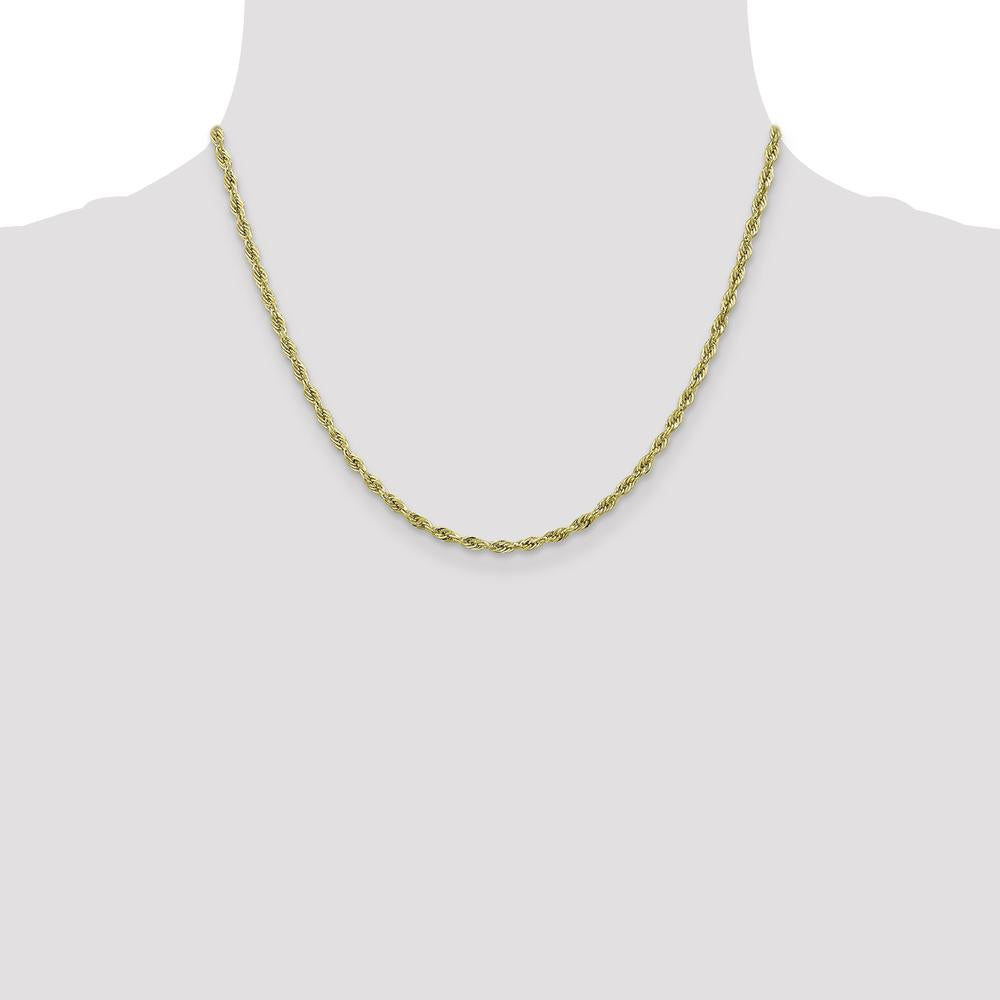 10K Yellow Gold 18" 2.8mm Semi-Solid Rope Chain Necklace