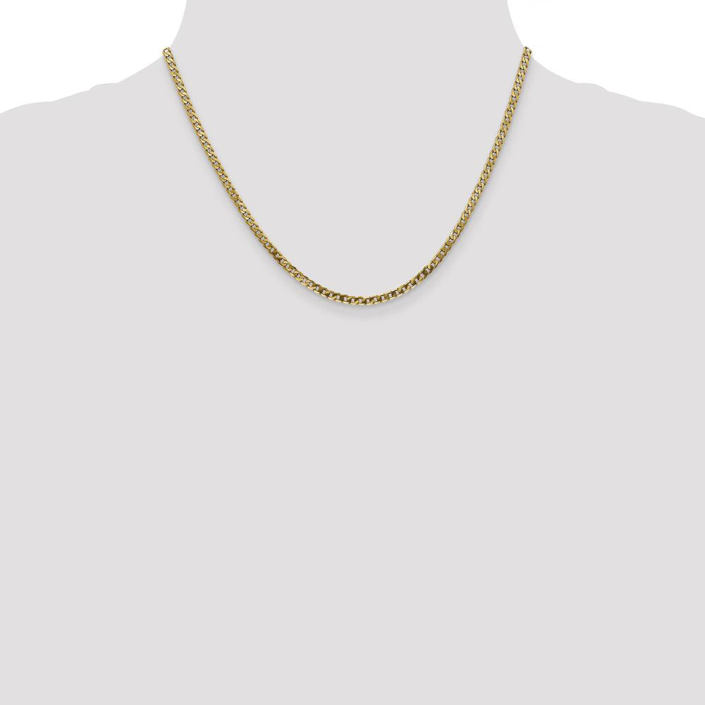 10K Yellow Gold 18" 2.9mm Flat Beveled Curb Chain Necklace