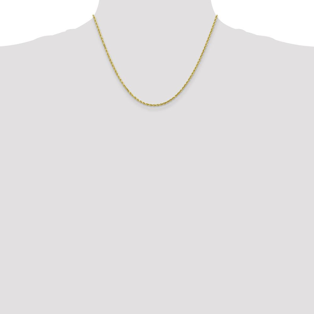 10K Yellow Gold 18" 2mm Diamond-Cut Rope Chain - Handmade Fine Jewelry