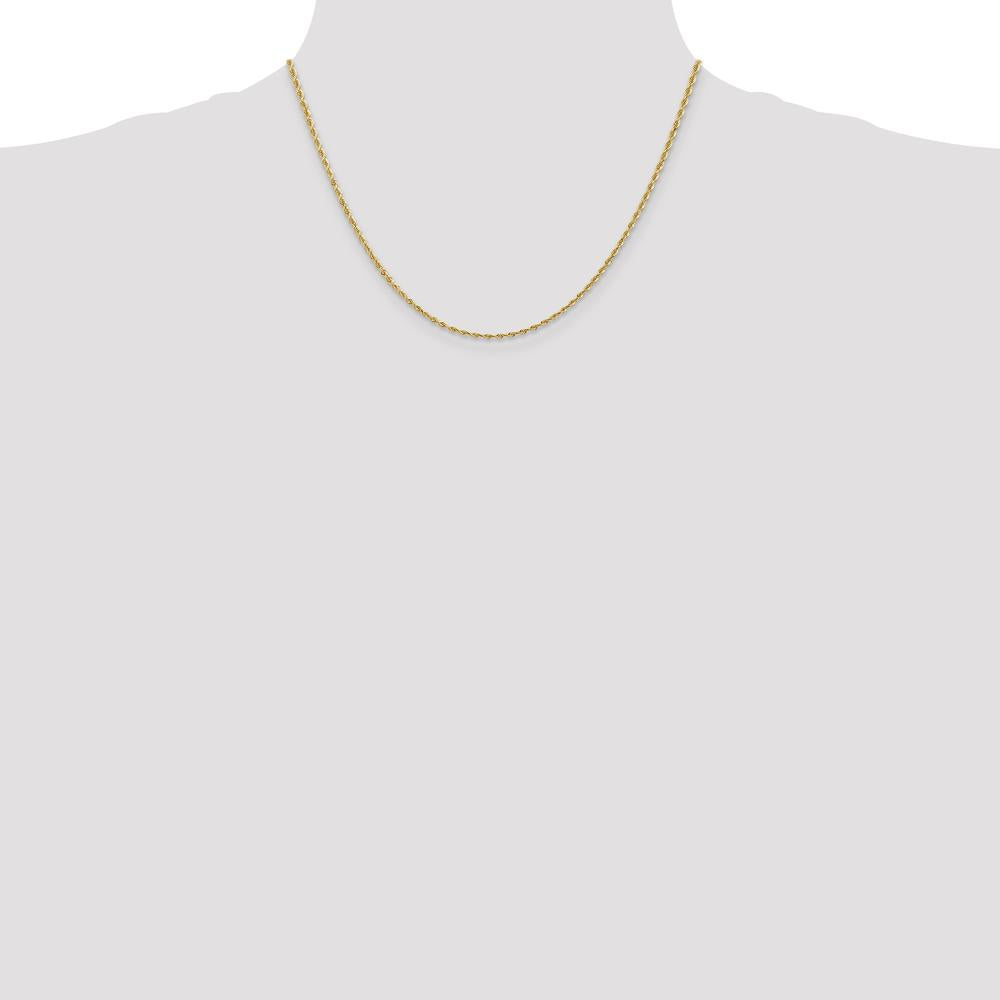 10K Yellow Gold 18" 2mm Diamond-Cut Rope Chain with Lobster Clasp