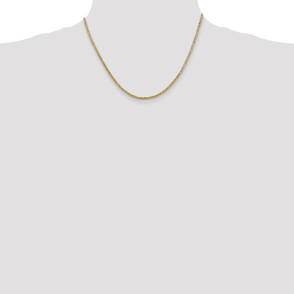 10K Yellow Gold 18" 2mm Polished Byzantine Chain Necklace