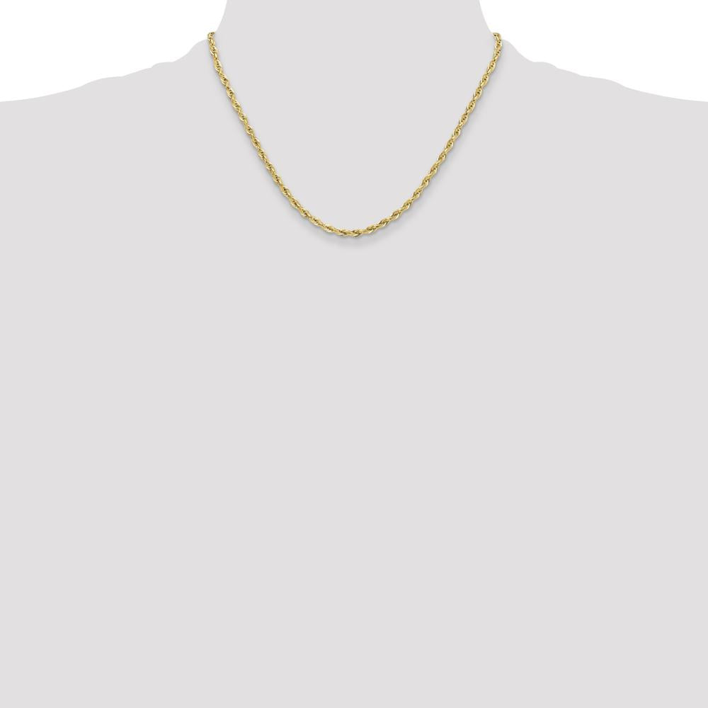 10K Yellow Gold 18" 3.5mm Semi-Solid Rope Chain Necklace