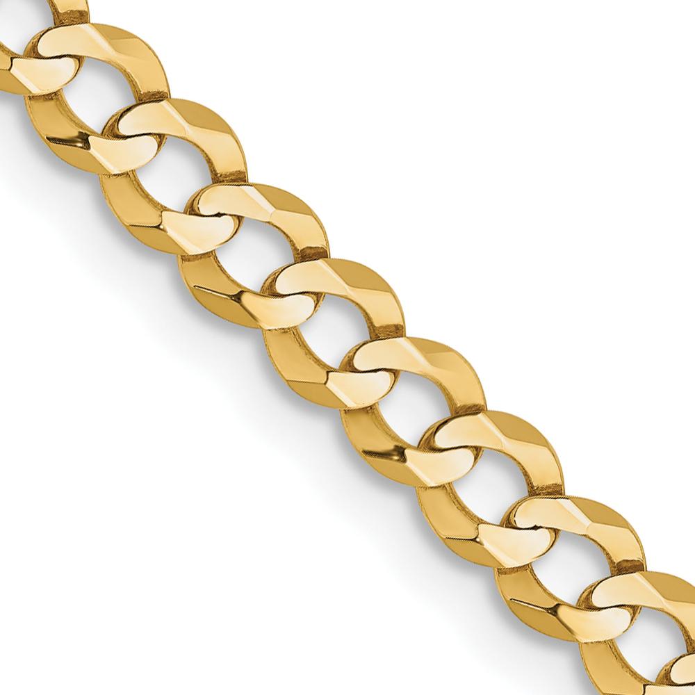 10K Yellow Gold 18" 3.7mm Flat Cuban Chain Necklace - Lightweight and Polished Finish