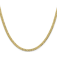 10K Yellow Gold 18" 3.7mm Flat Cuban Chain Necklace - Lightweight and Polished Finish