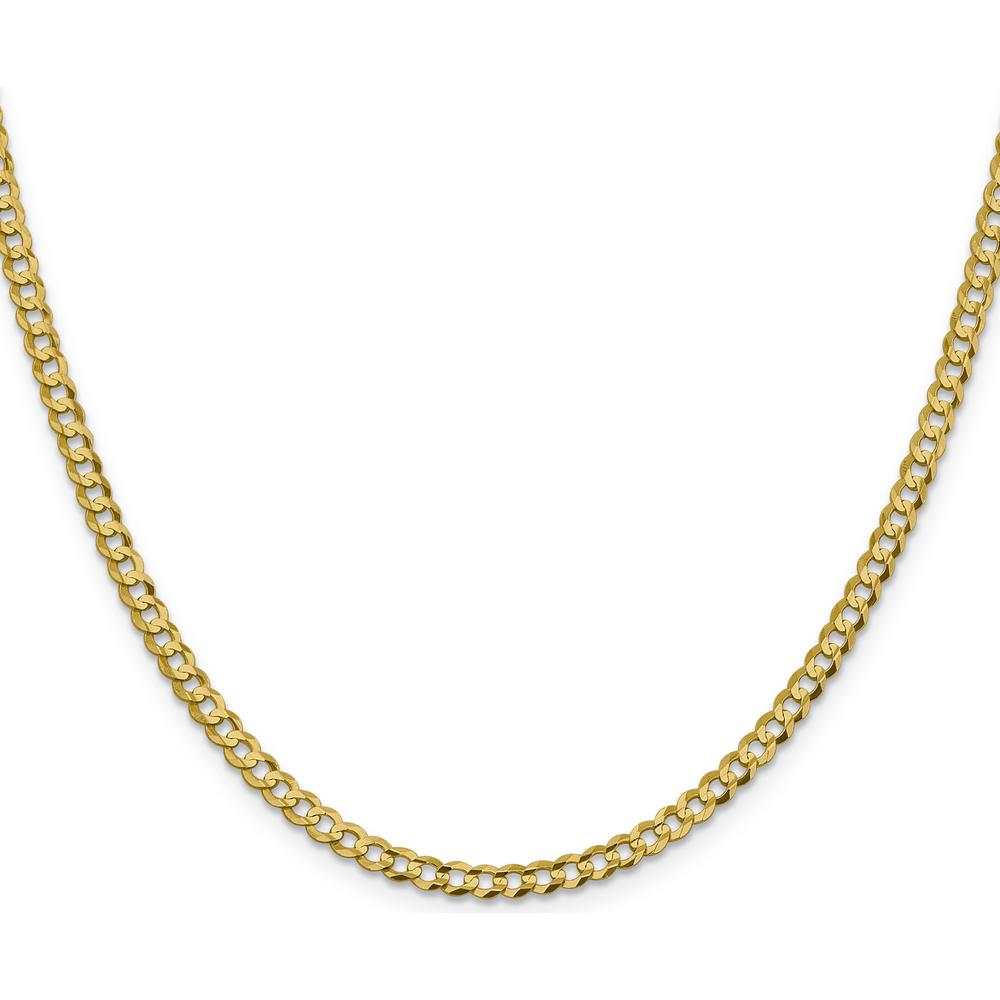 10K Yellow Gold 18" 3.7mm Flat Cuban Chain Necklace - Lightweight and Polished Finish