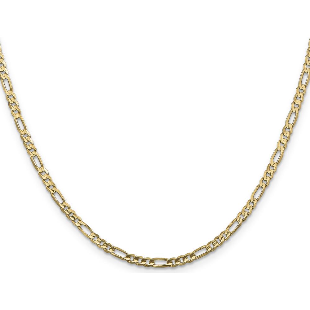 10K Yellow Gold 18" 3mm Concave Figaro Chain Necklace
