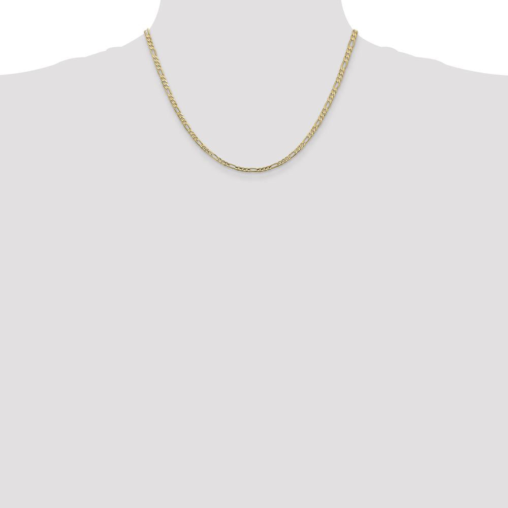 10K Yellow Gold 18" 3mm Concave Figaro Chain Necklace