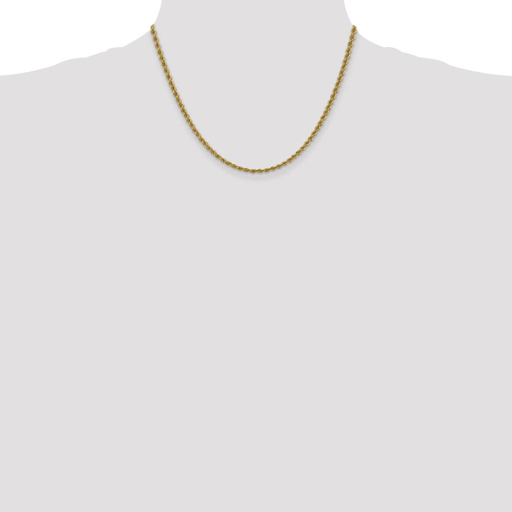 10K Yellow Gold 18" 3mm Rope Chain Necklace with Polished Finish
