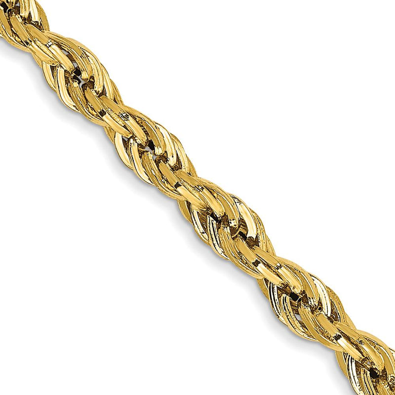 10K Yellow Gold 18" 3mm Semi-Solid Rope Chain Necklace
