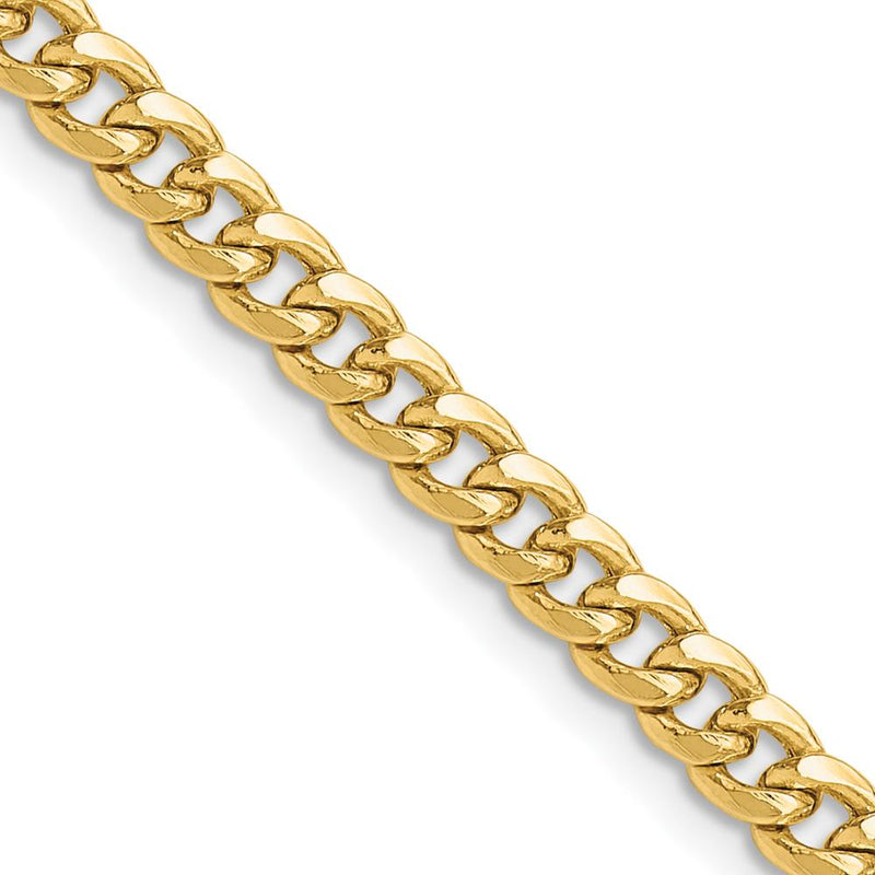 10K Yellow Gold 18" 4.5mm Semi-Solid Cuban Chain Necklace