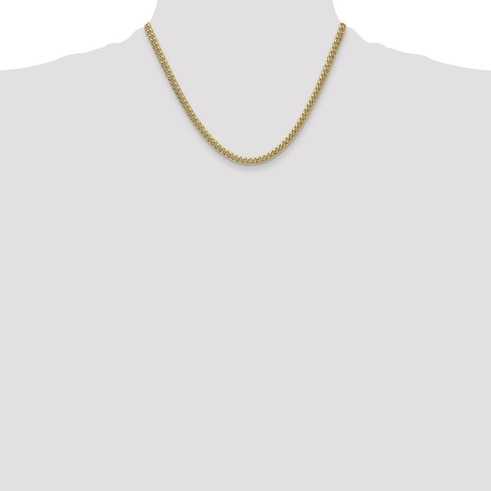 10K Yellow Gold 18" 4.5mm Semi-Solid Cuban Chain Necklace