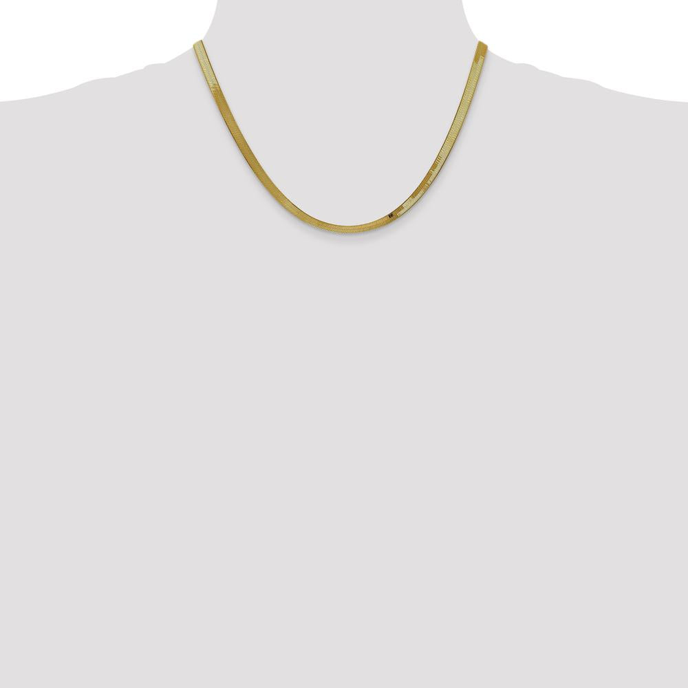 10K Yellow Gold 18" 4mm Herringbone Chain Necklace - Polished Finish