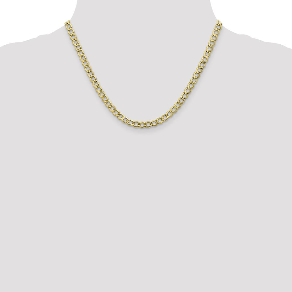 10K Yellow Gold 18" 5.25mm Polished Curb Link Chain with Lobster Clasp