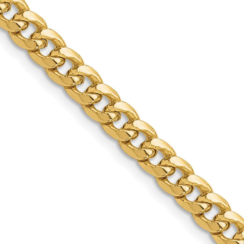 10K Yellow Gold 18" 5.25mm Semi-Solid Miami Cuban Chain Necklace
