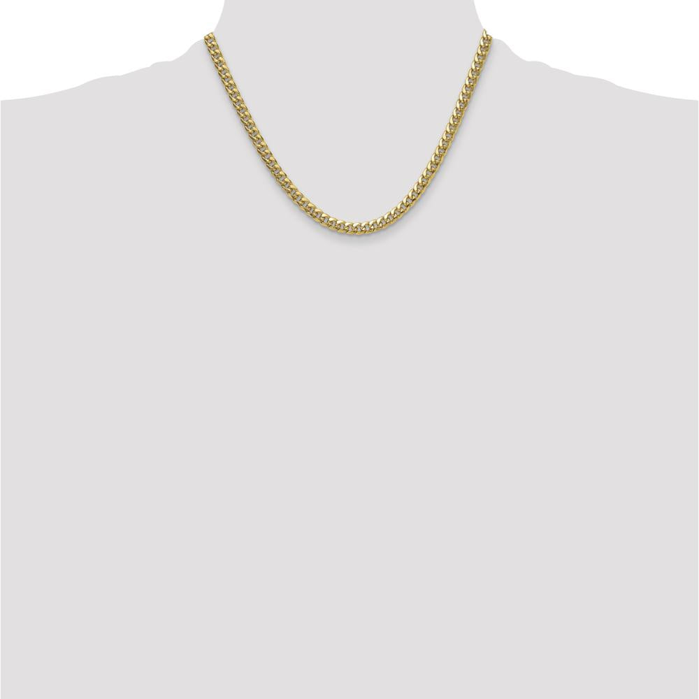 10K Yellow Gold 18" 5.25mm Semi-Solid Miami Cuban Chain Necklace