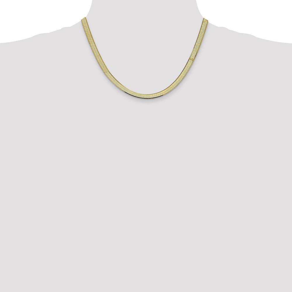 10K Yellow Gold 18" 5.5mm Polished Herringbone Chain Necklace