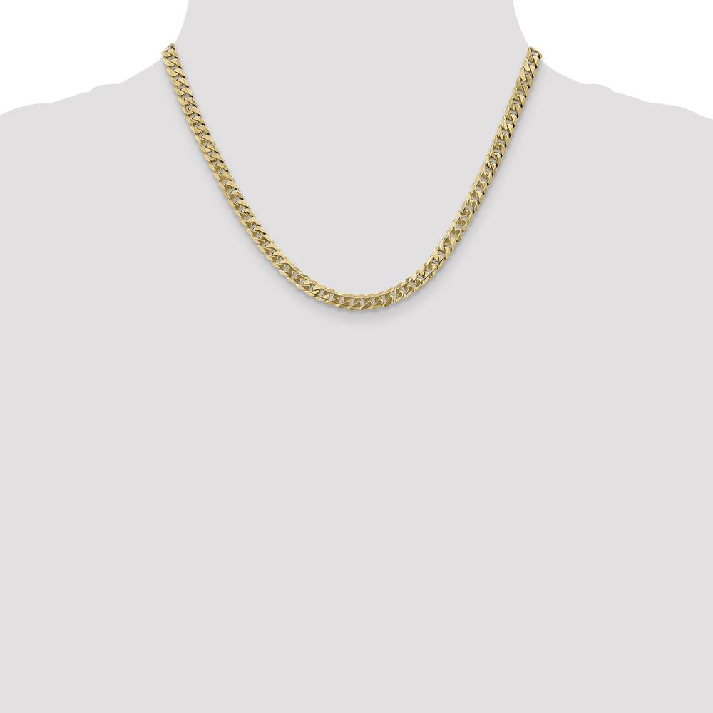 10K Yellow Gold 18" 5.75mm Flat Beveled Curb Chain - Polished Finish