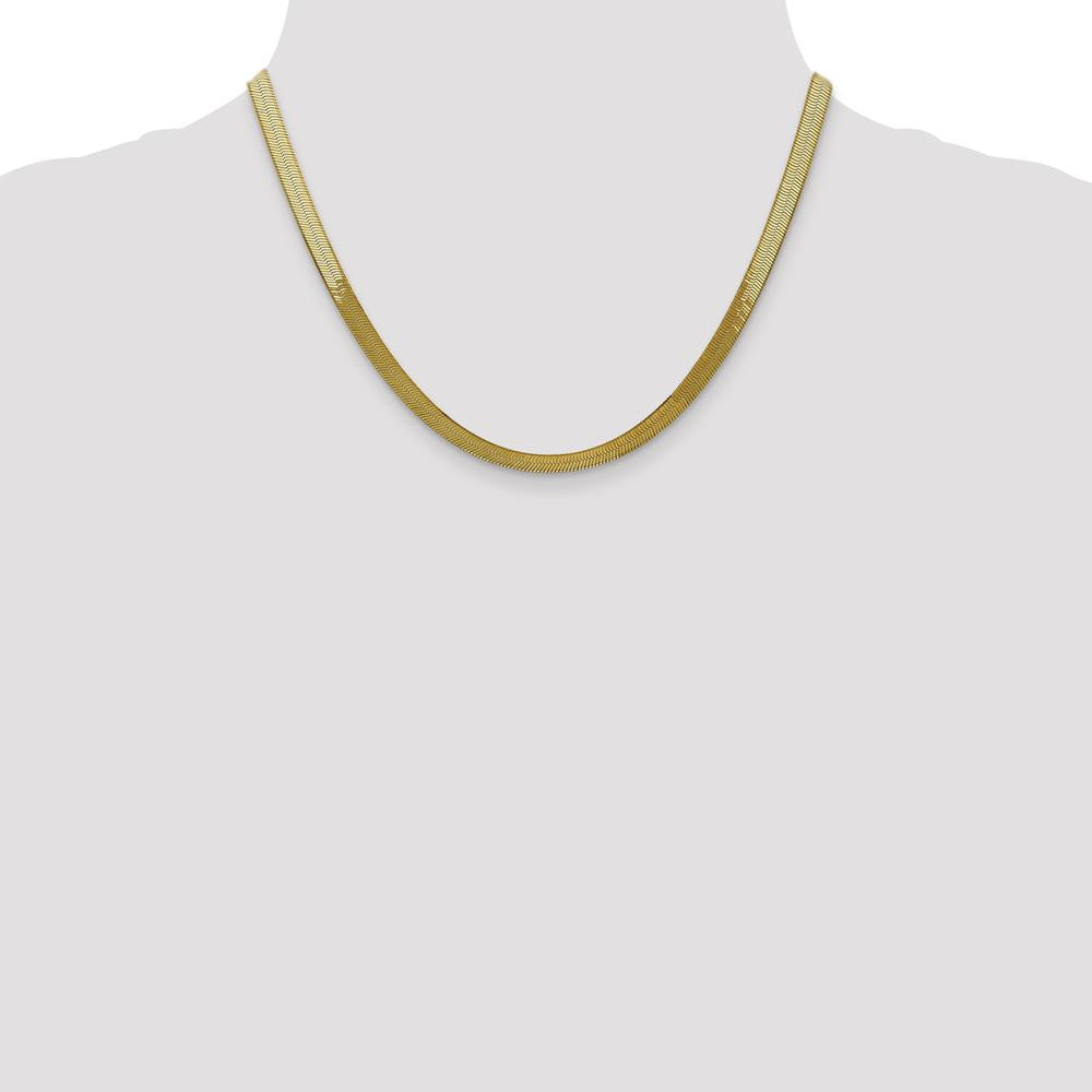 10K Yellow Gold 18" 5mm Polished Herringbone Chain Necklace