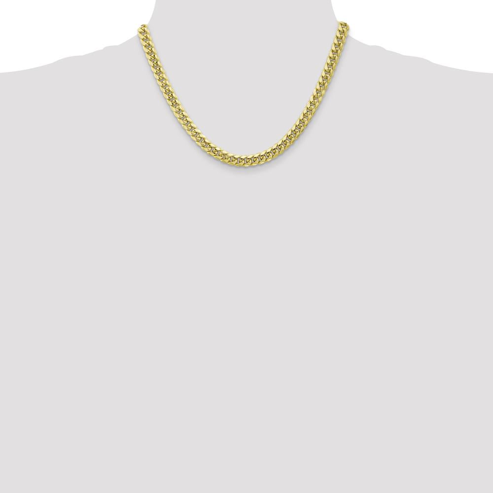10K Yellow Gold 18" 6.75mm Semi-Solid Miami Cuban Chain Necklace