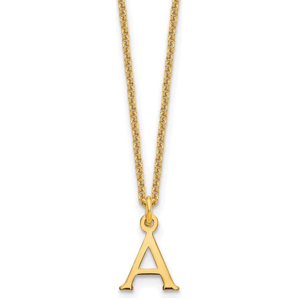 10K Yellow Gold 18" Cable Chain Necklace with Cutout Letter A Pendant