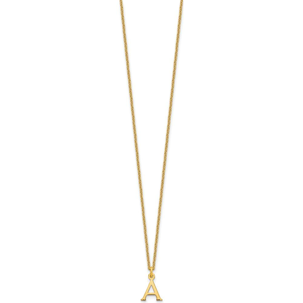 10K Yellow Gold 18" Cable Chain Necklace with Cutout Letter A Pendant