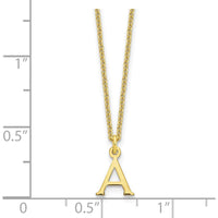 10K Yellow Gold 18" Cable Chain Necklace with Cutout Letter A Pendant