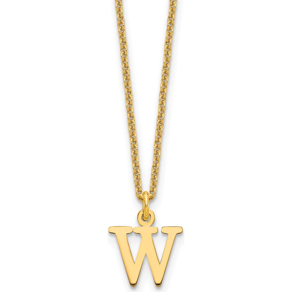 10K Yellow Gold 18" Cable Chain Necklace with Polished Cutout Letter W Pendant